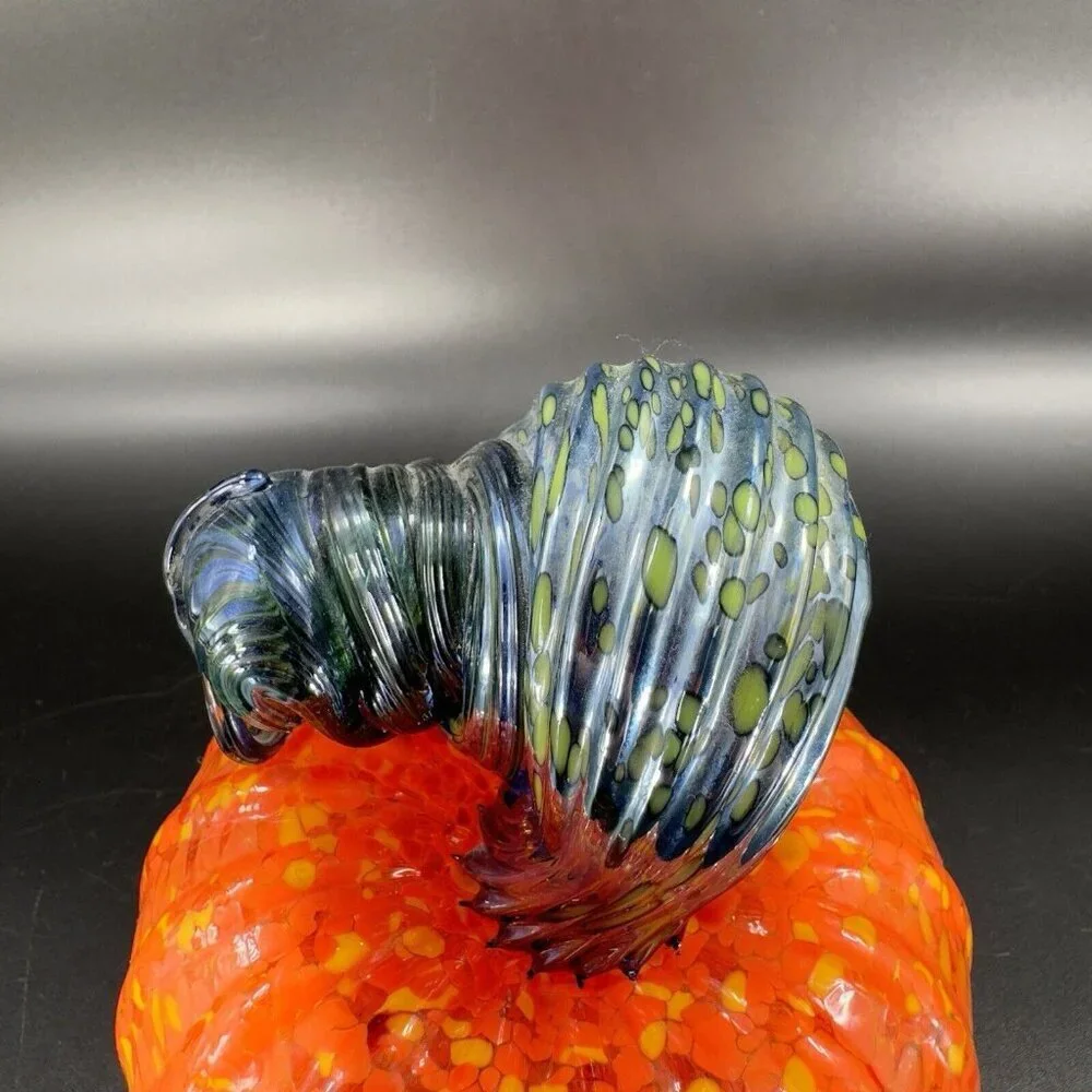 Hand Made Art‎ Glass Pumpkin Heavy Figure Paperweight Hand Blown Glass Decor VTG